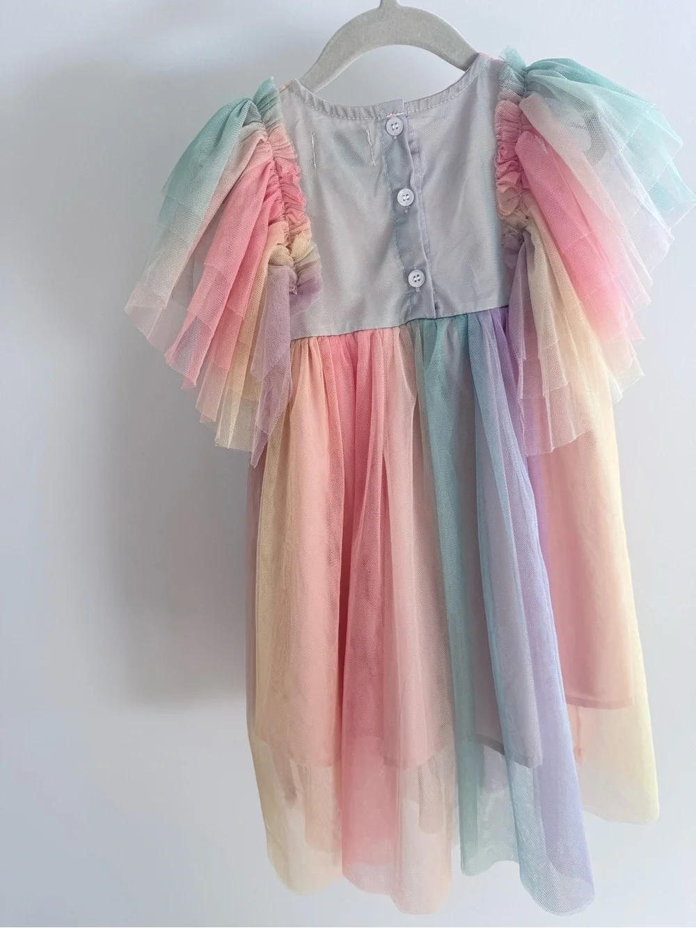Lola + The Boys Pastel Rainbow Tulle Dress in Pink, Mint, Lavender, Peach